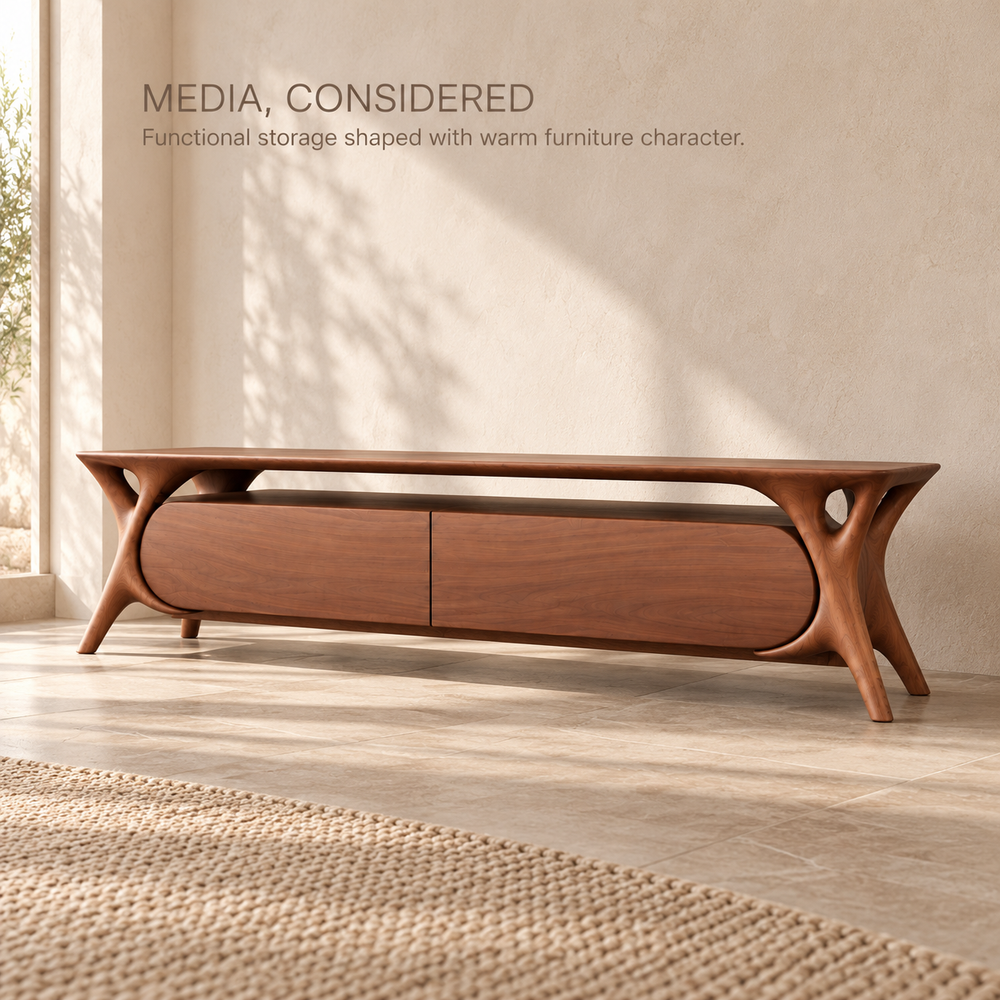 Thistlewood Sculptural Solid Wood TV Stand - Design 198 - product detail 2