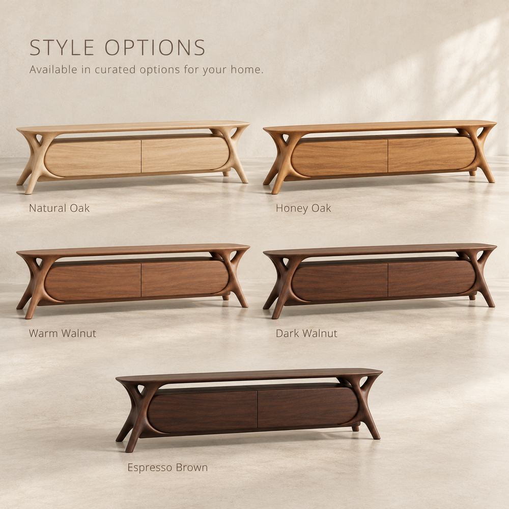 Thistlewood Sculptural Solid Wood TV Stand - Design 198 - wood finish options