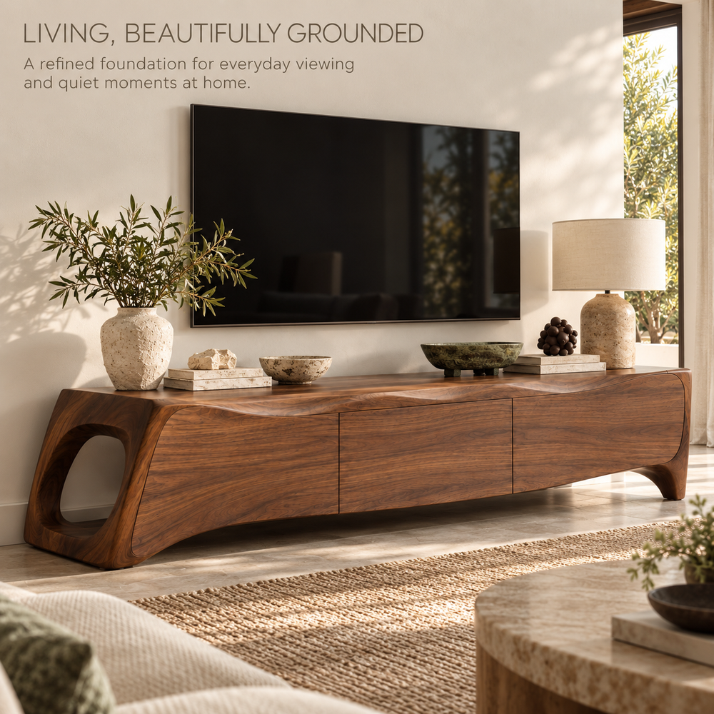 Umberley Sculptural Solid Wood TV Stand - Design 199 - product detail 1