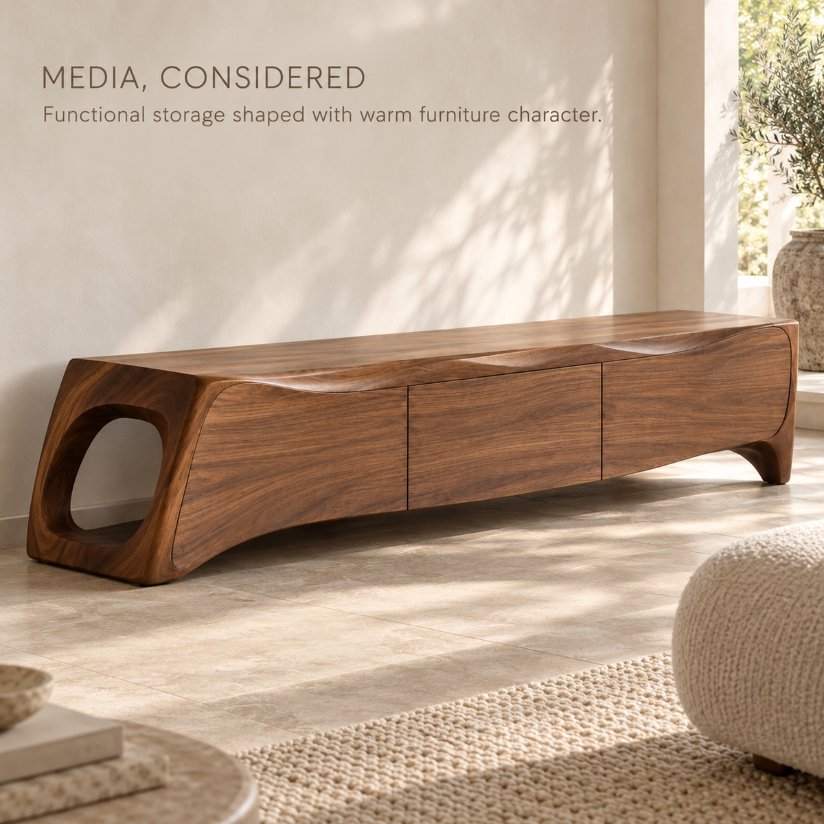 Umberley Sculptural Solid Wood TV Stand - Design 199 - product detail 2