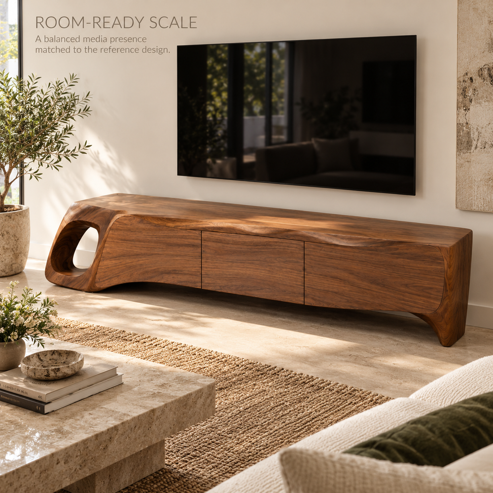Umberley Sculptural Solid Wood TV Stand - Design 199 - product detail 3