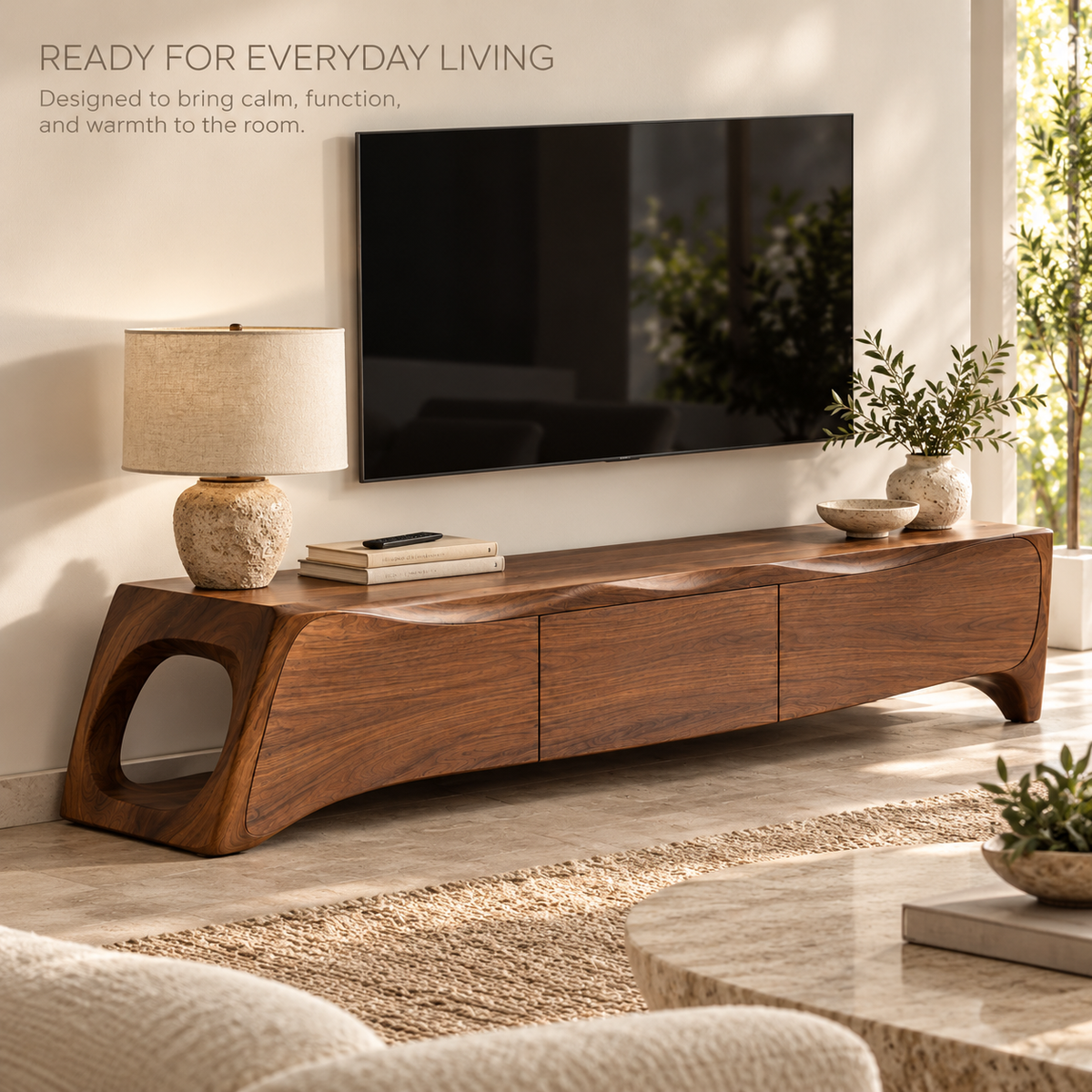 Umberley Sculptural Solid Wood TV Stand - Design 199 - product detail 6