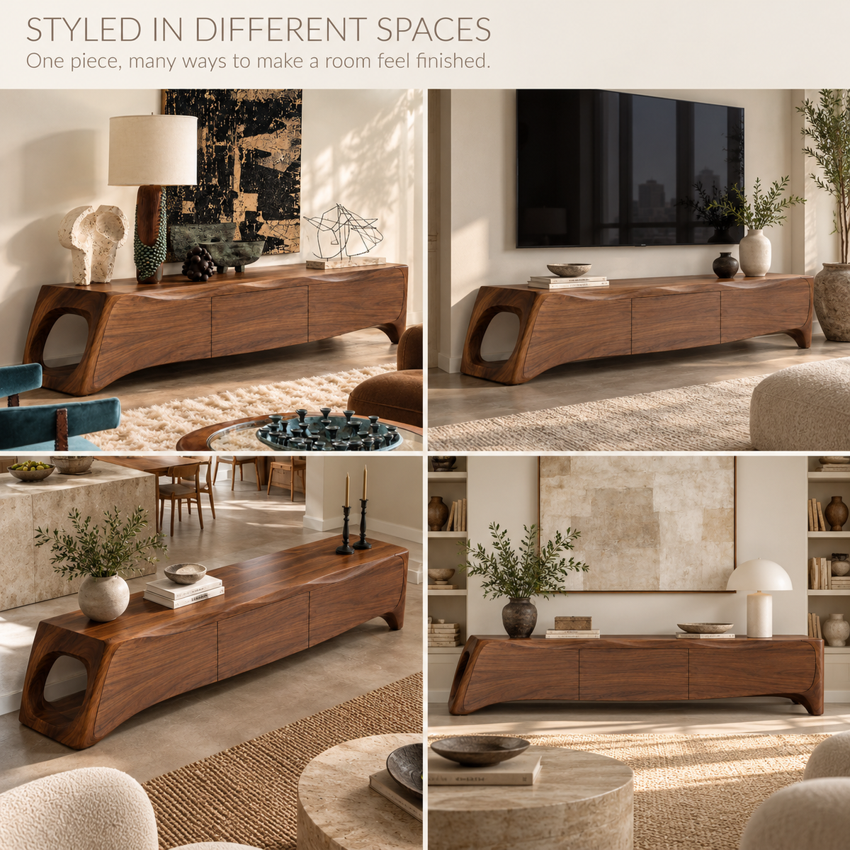 Umberley Sculptural Solid Wood TV Stand - Design 199 - product detail 9