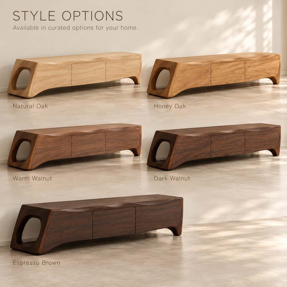 Umberley Sculptural Solid Wood TV Stand - Design 199 - wood finish options