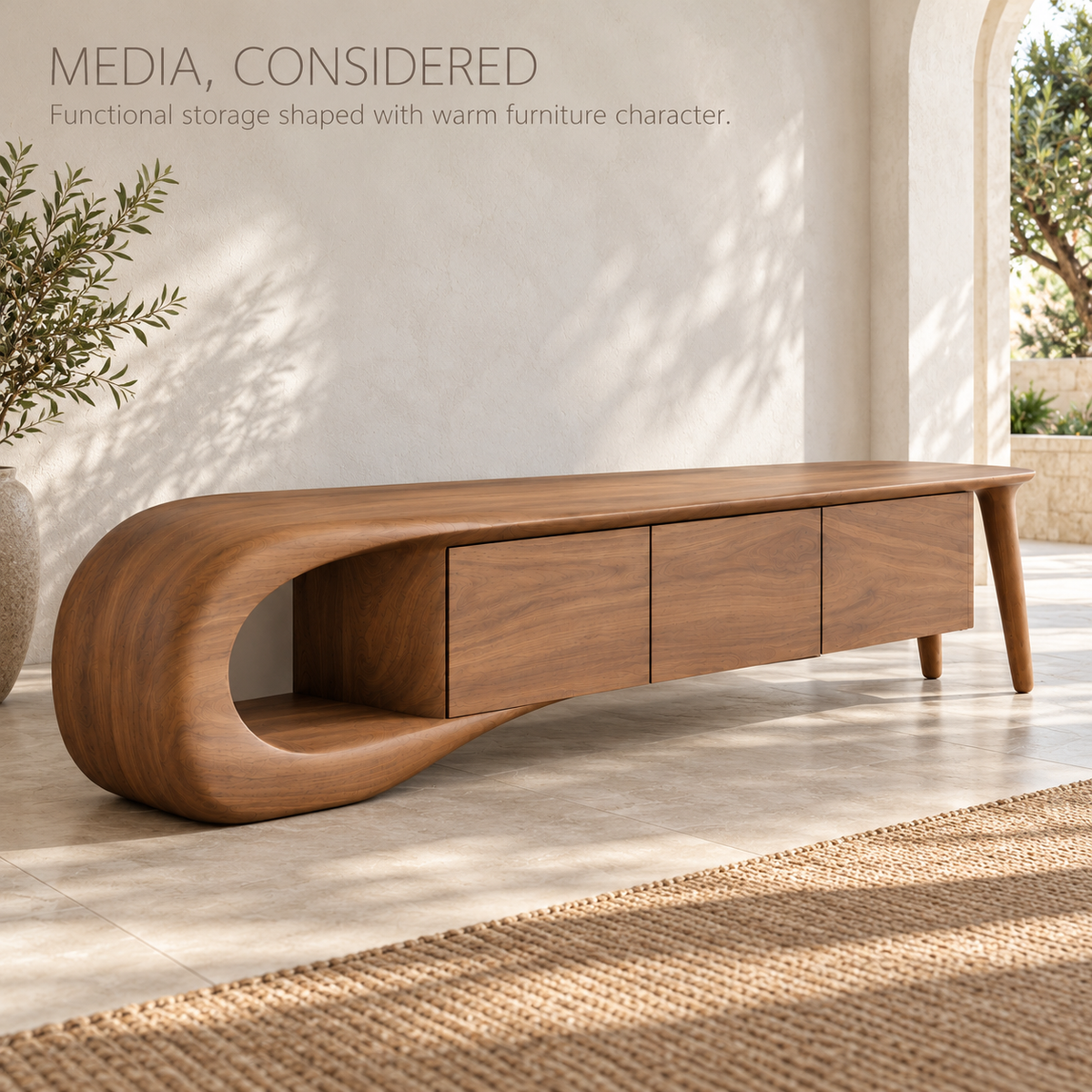 Willowmere Sculptural Solid Wood TV Stand - Design 200 - product detail 2