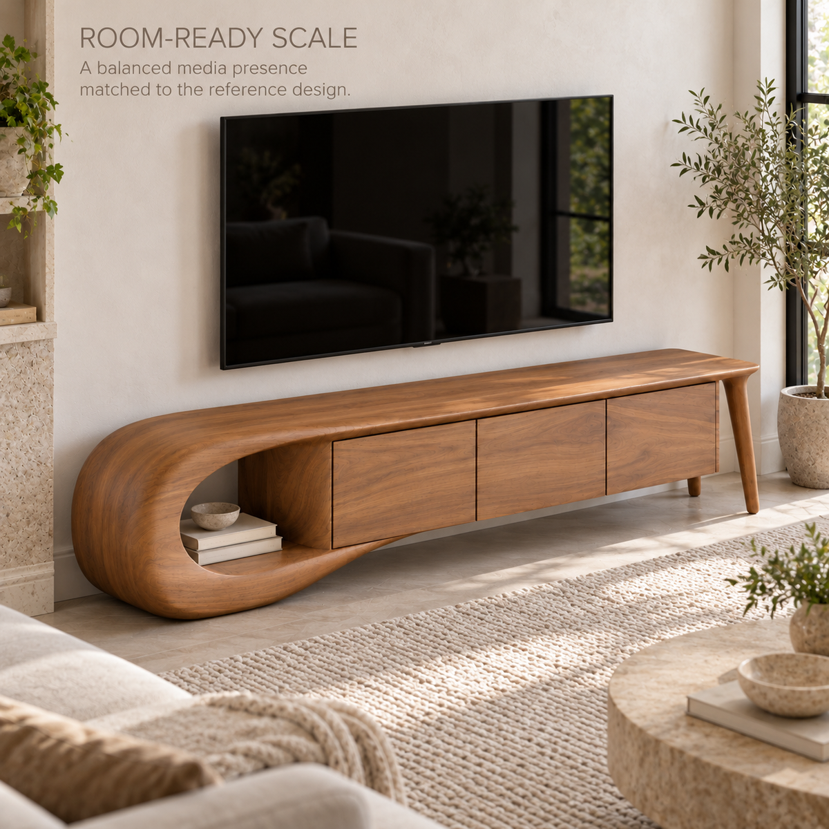 Willowmere Sculptural Solid Wood TV Stand - Design 200 - product detail 3