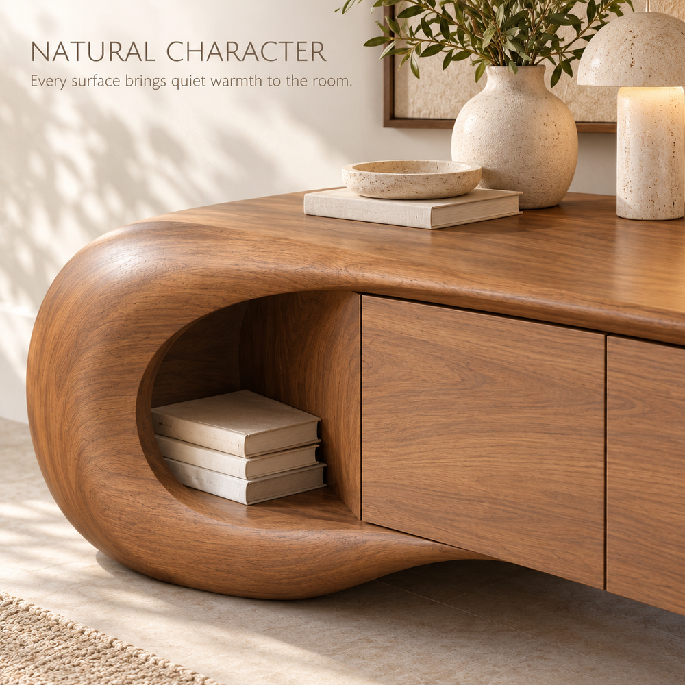 Willowmere Sculptural Solid Wood TV Stand - Design 200 - product detail 4
