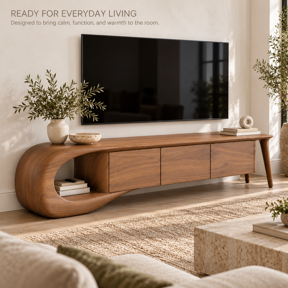 Willowmere Sculptural Solid Wood TV Stand - Design 200 - product detail 6