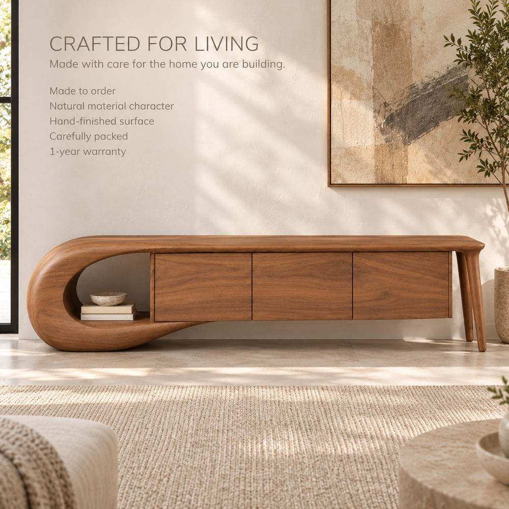 Willowmere Sculptural Solid Wood TV Stand - Design 200 - product detail 8