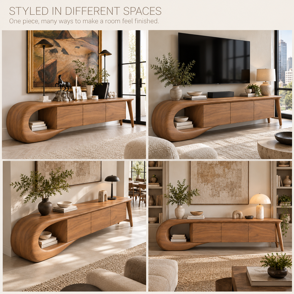 Willowmere Sculptural Solid Wood TV Stand - Design 200 - product detail 9
