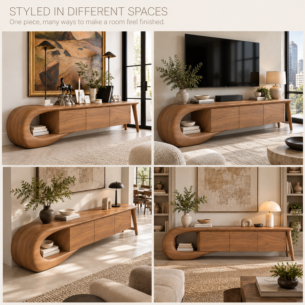 Willowmere Sculptural Solid Wood TV Stand - Design 200 - product detail 9