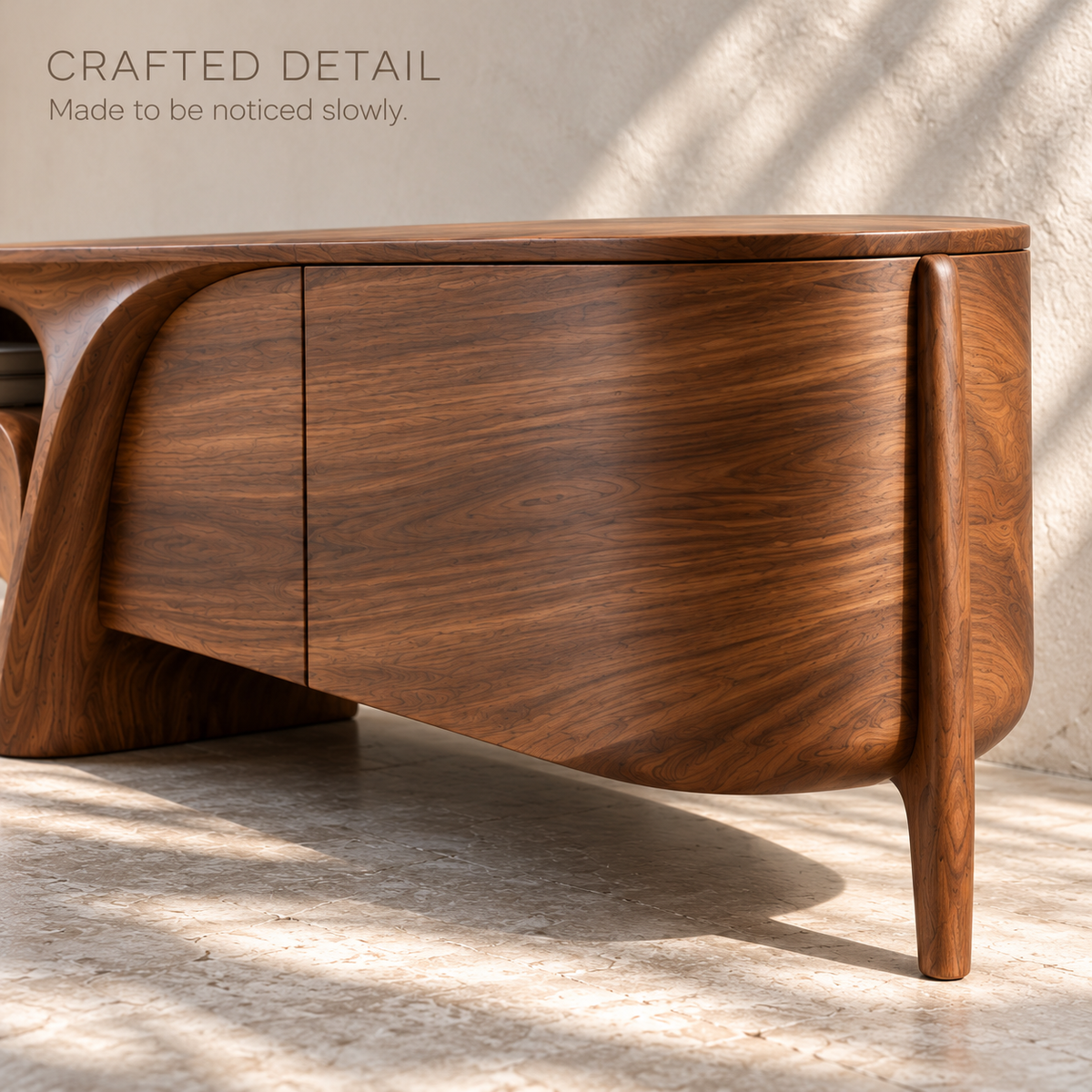 Yarrow Sculptural Solid Wood TV Stand - Design 201 - product detail 5