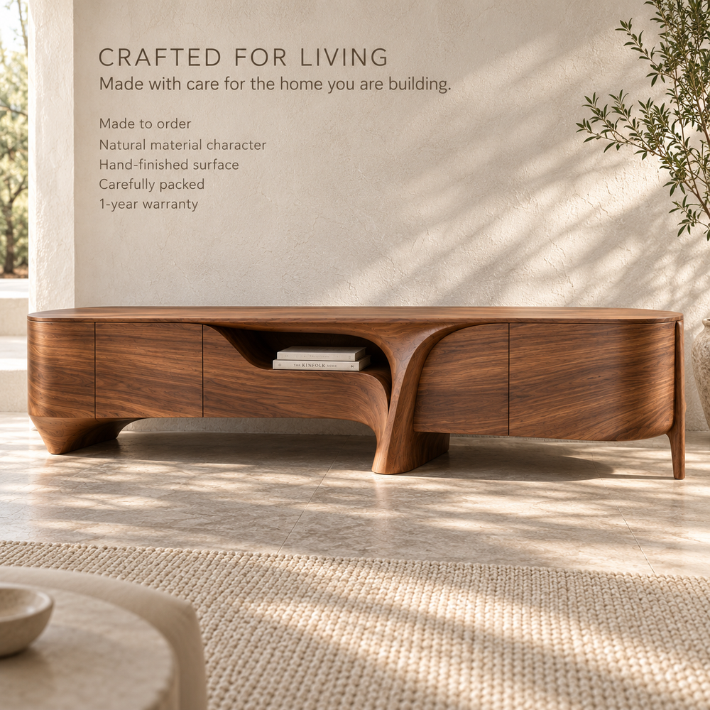 Yarrow Sculptural Solid Wood TV Stand - Design 201 - product detail 8