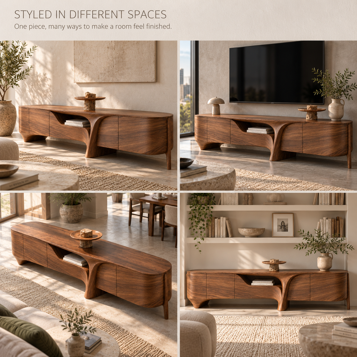 Yarrow Sculptural Solid Wood TV Stand - Design 201 - product detail 9