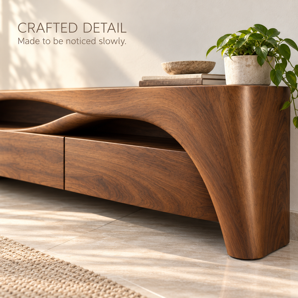 Woodhaven Sculptural Solid Wood TV Stand - Design 202 - product detail 5