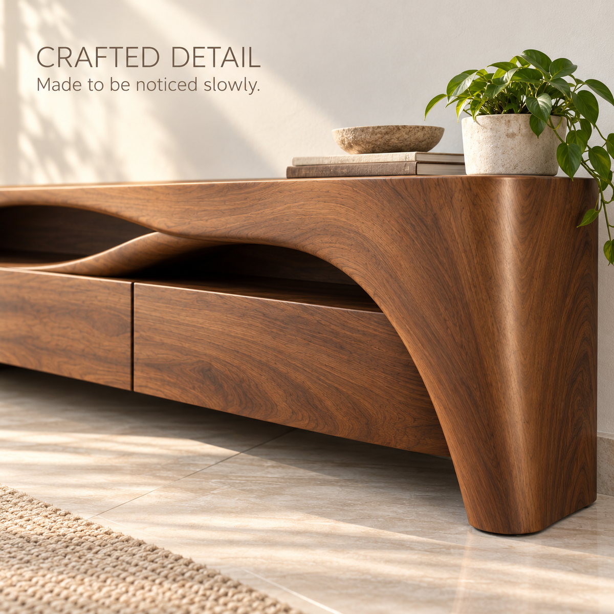 Woodhaven Sculptural Solid Wood TV Stand - Design 202 - product detail 5