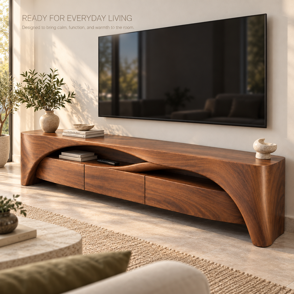 Woodhaven Sculptural Solid Wood TV Stand - Design 202 - product detail 6