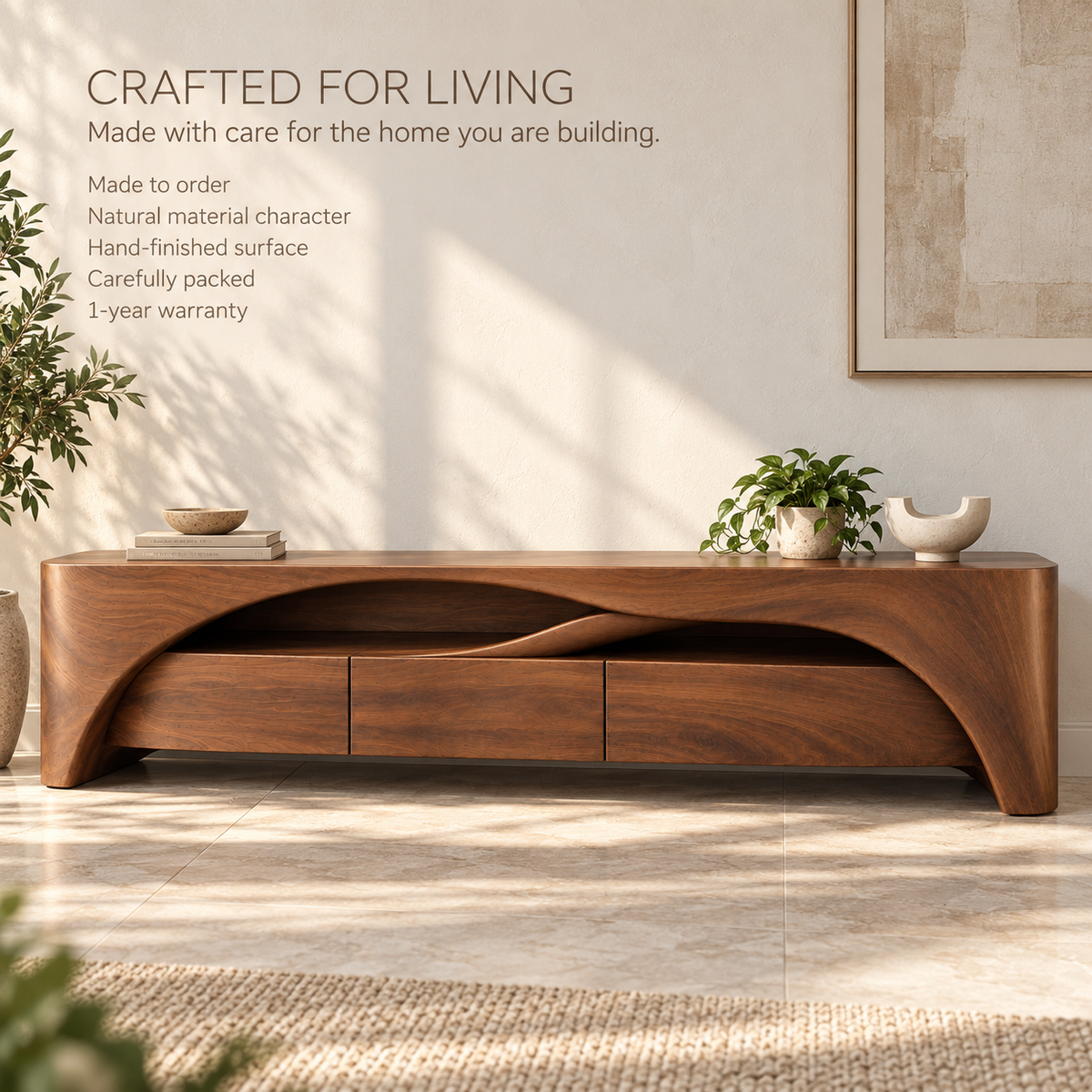 Woodhaven Sculptural Solid Wood TV Stand - Design 202 - product detail 8