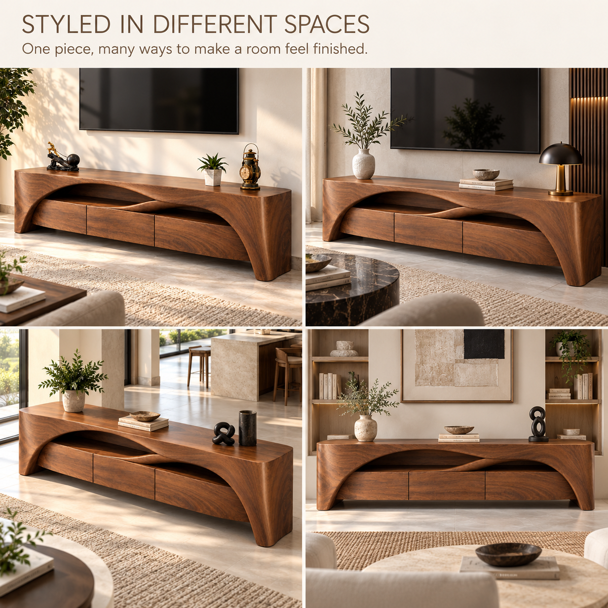 Woodhaven Sculptural Solid Wood TV Stand - Design 202 - product detail 9