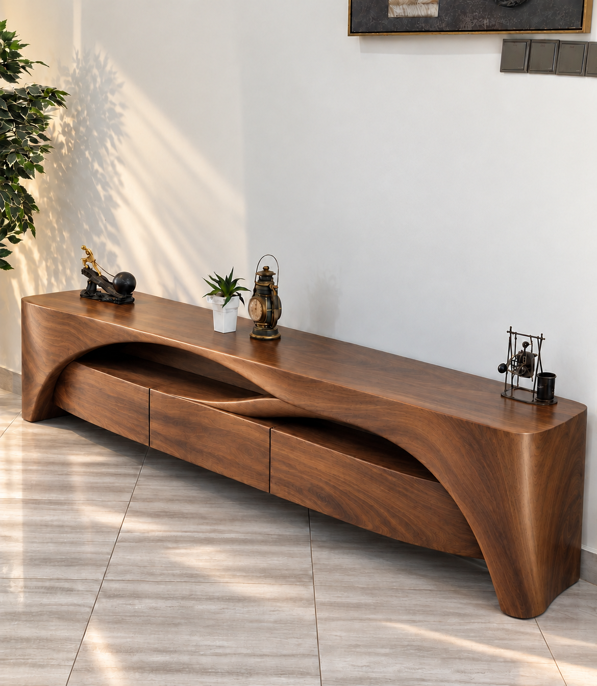 Woodhaven Sculptural Solid Wood TV Stand - Design 202 - original main view