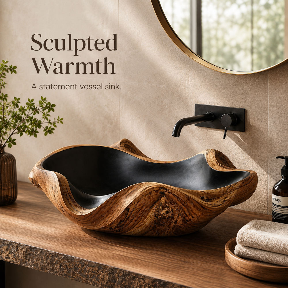 Nolan Warm Stone Vessel Sink - Design 007 - product image 02