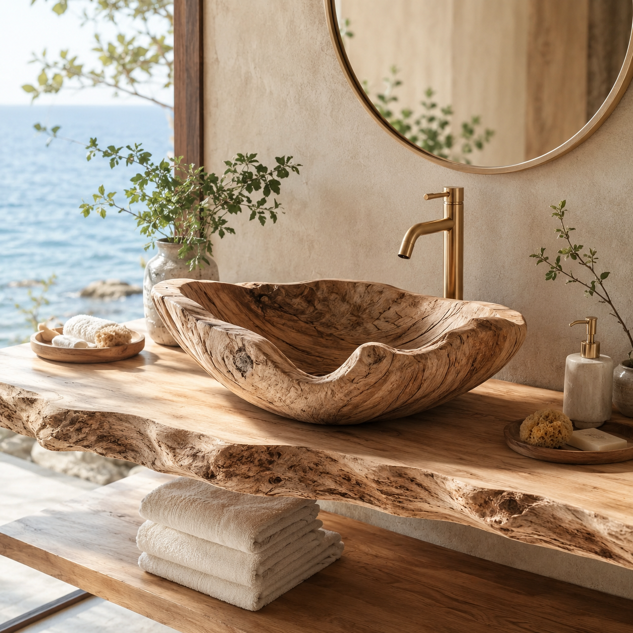 Nolan Warm Stone Vessel Sink - Design 015 - main view