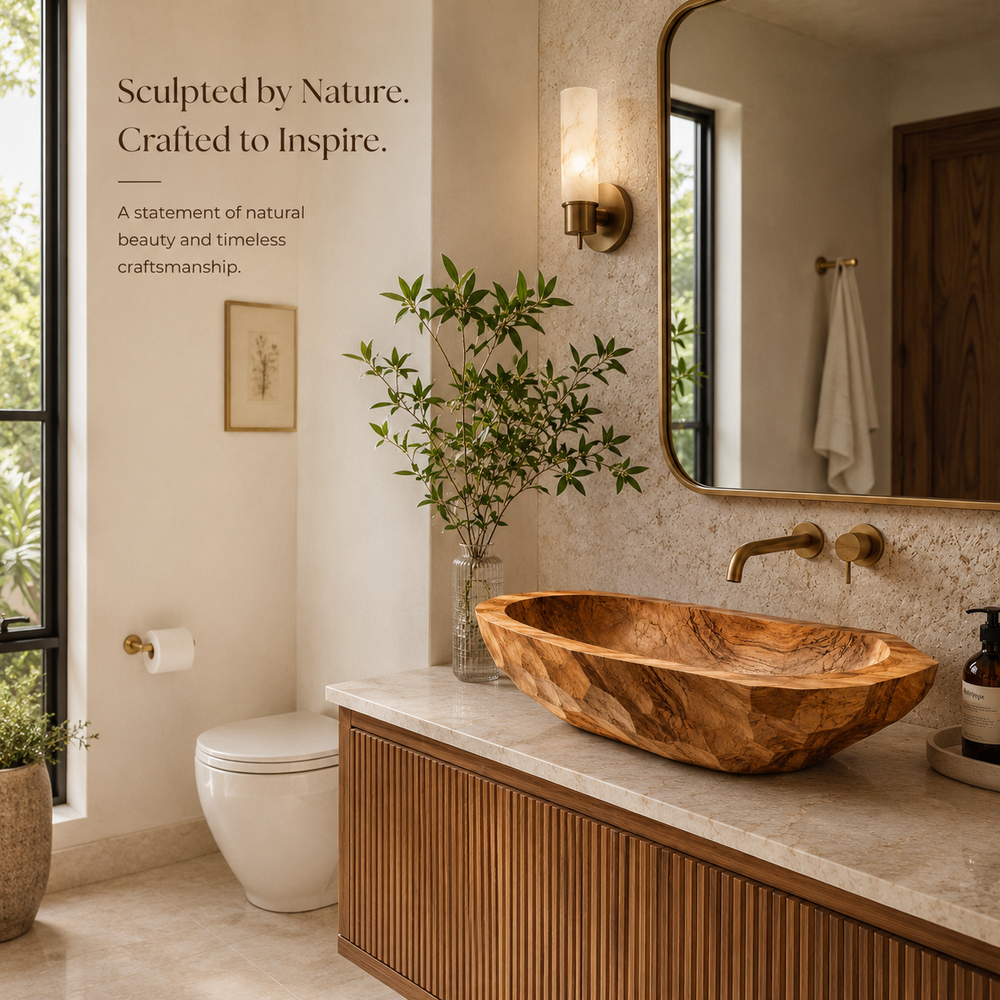 Nolan Warm Stone Vessel Sink - Design 031 - product image 04