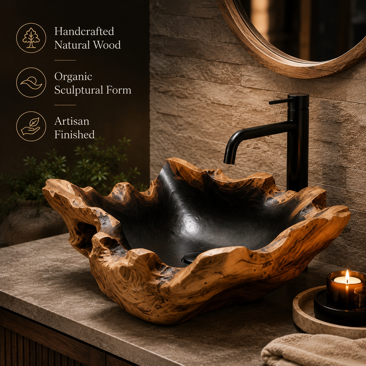 Arden Natural Stone Vessel Sink - Design 033 - product image 09