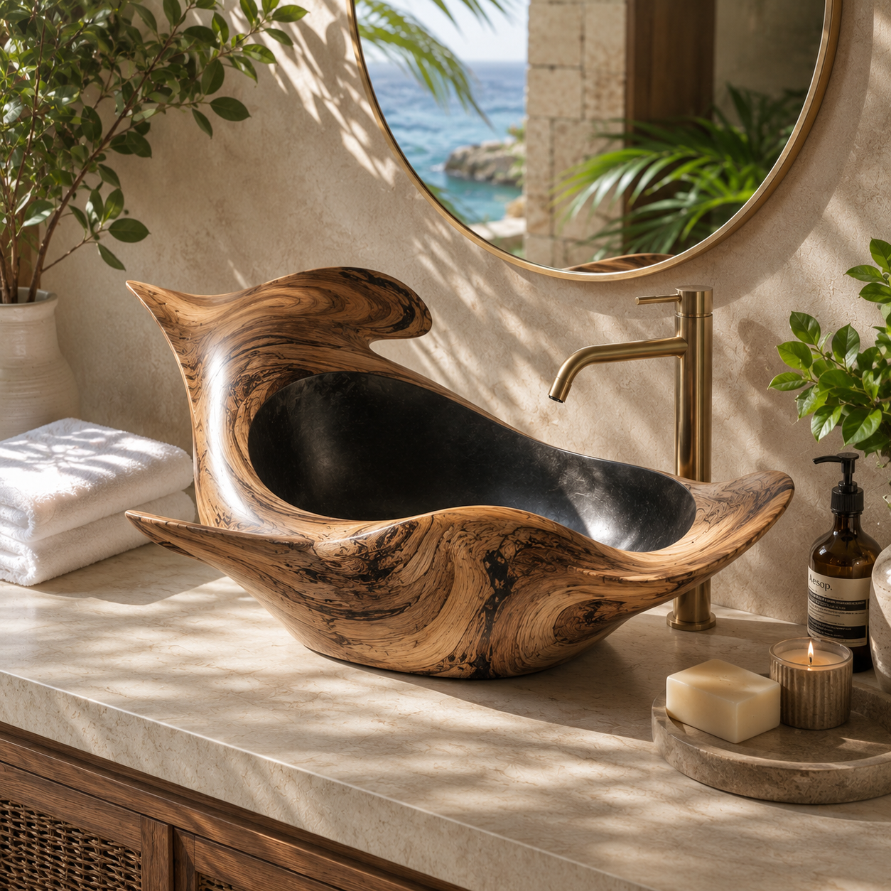 Nolan Warm Stone Vessel Sink - Design 055 - main view