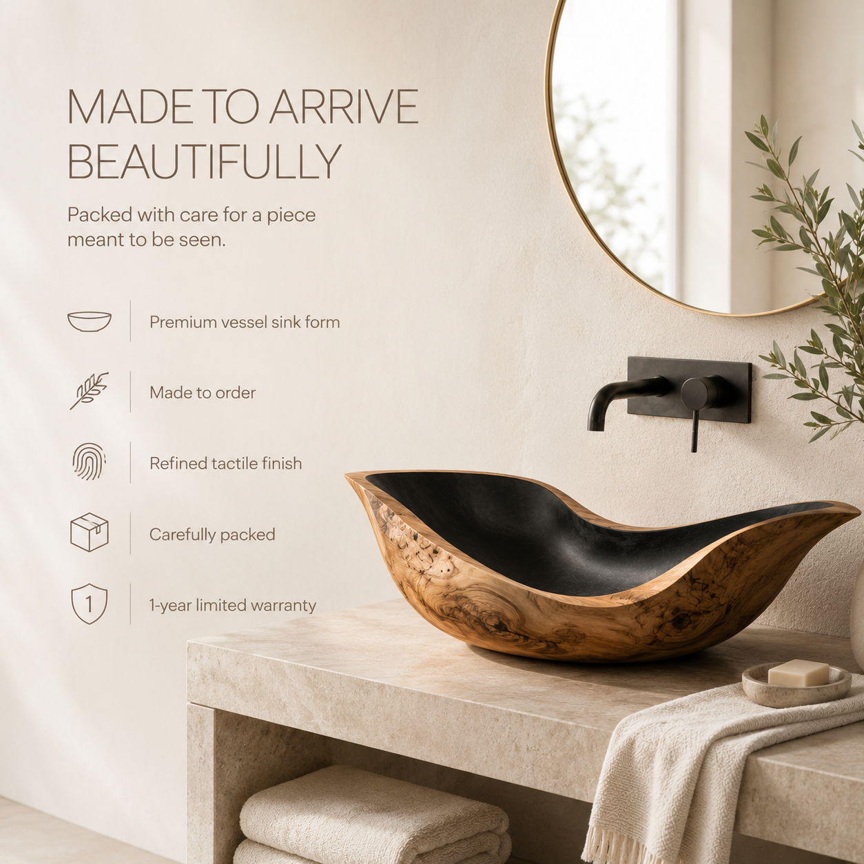 Nolan Warm Stone Vessel Sink - Design 111 - product image 09