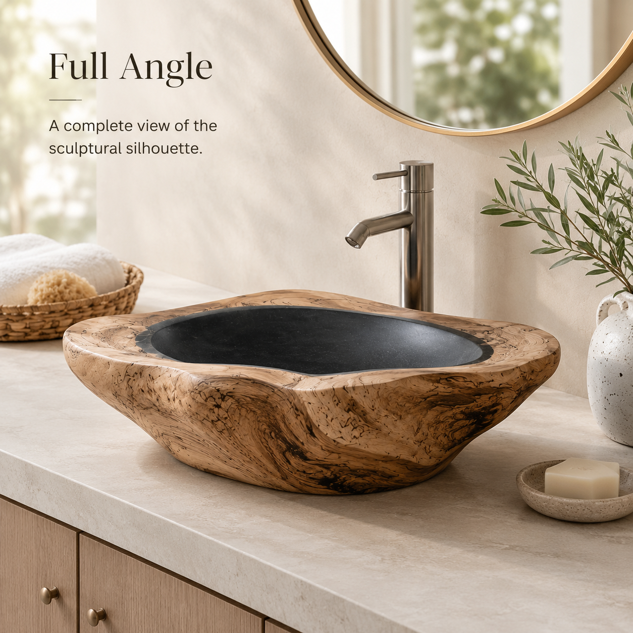 Mira Sculptural Bathroom Vessel Sink - Design 130 - product image 03