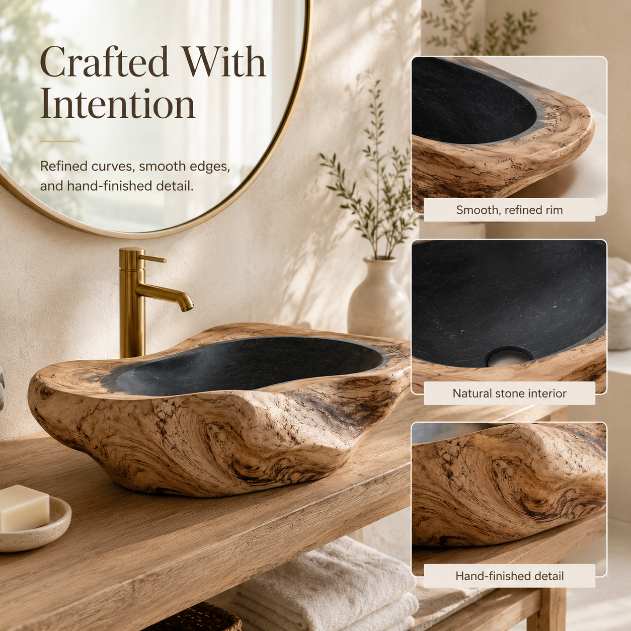 Mira Sculptural Bathroom Vessel Sink - Design 130 - product image 06
