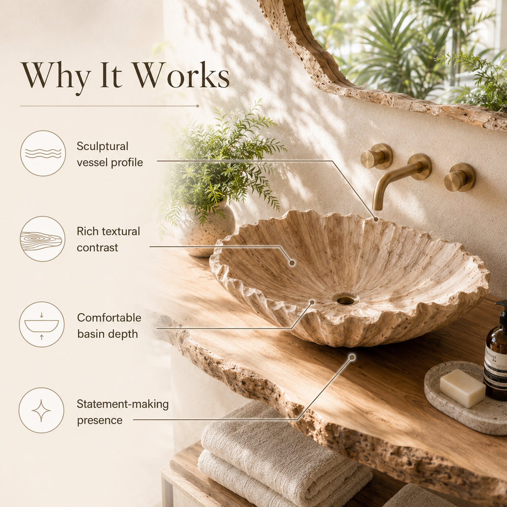 Nolan Warm Stone Vessel Sink - Design 143 - product image 10
