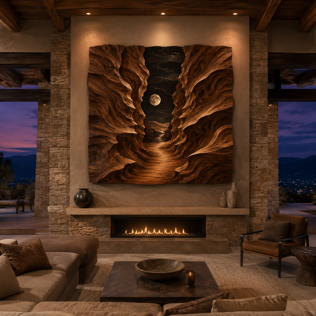 Veyra Warm Wood Wall Art - Design 017 - main view