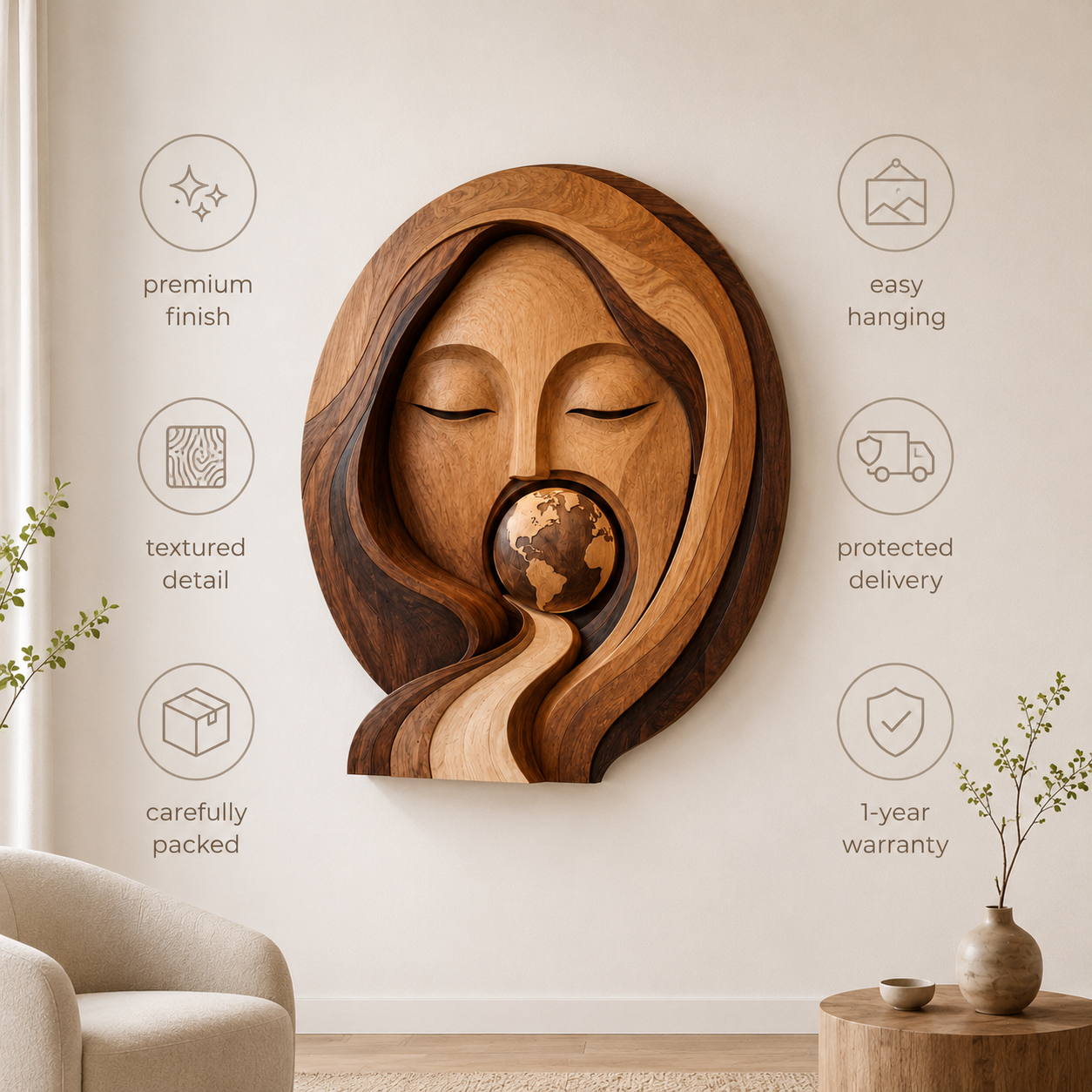 Veyra Warm Wood Wall Art - Design 047 - product image 09