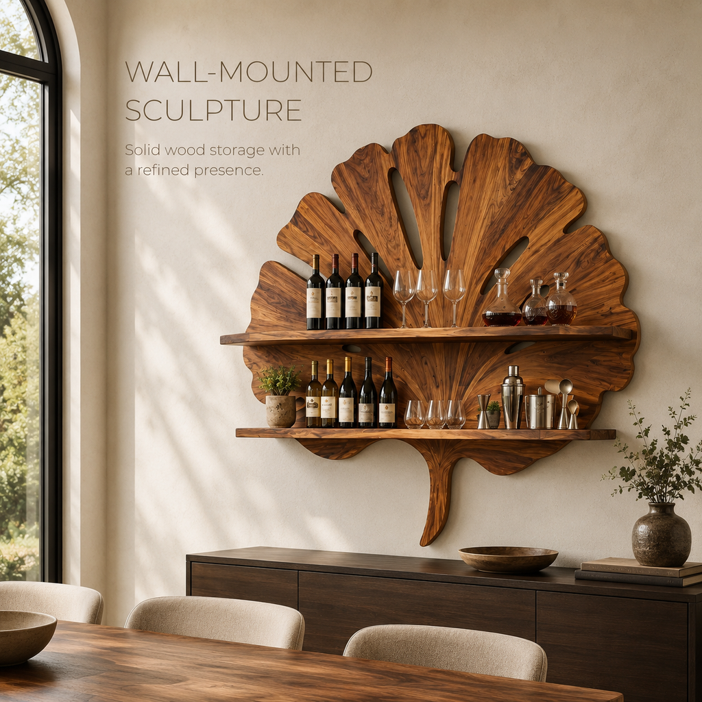 Solid Wood Wall Wine Rack with Glass Holder - Cellular - product image 02