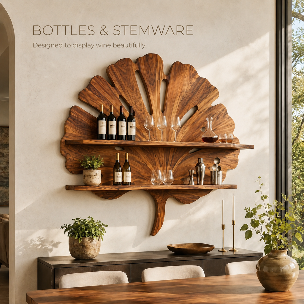 Solid Wood Wall Wine Rack with Glass Holder - Cellular - product image 07