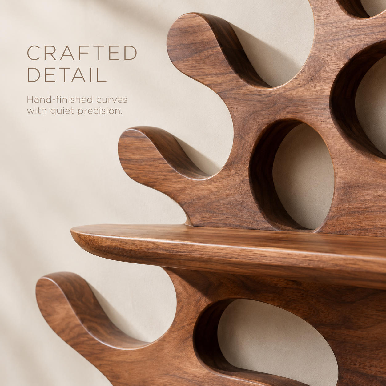 Solid Wood Wall Wine Rack with Glass Holder - 5 Bottle - Cellular - product image 06
