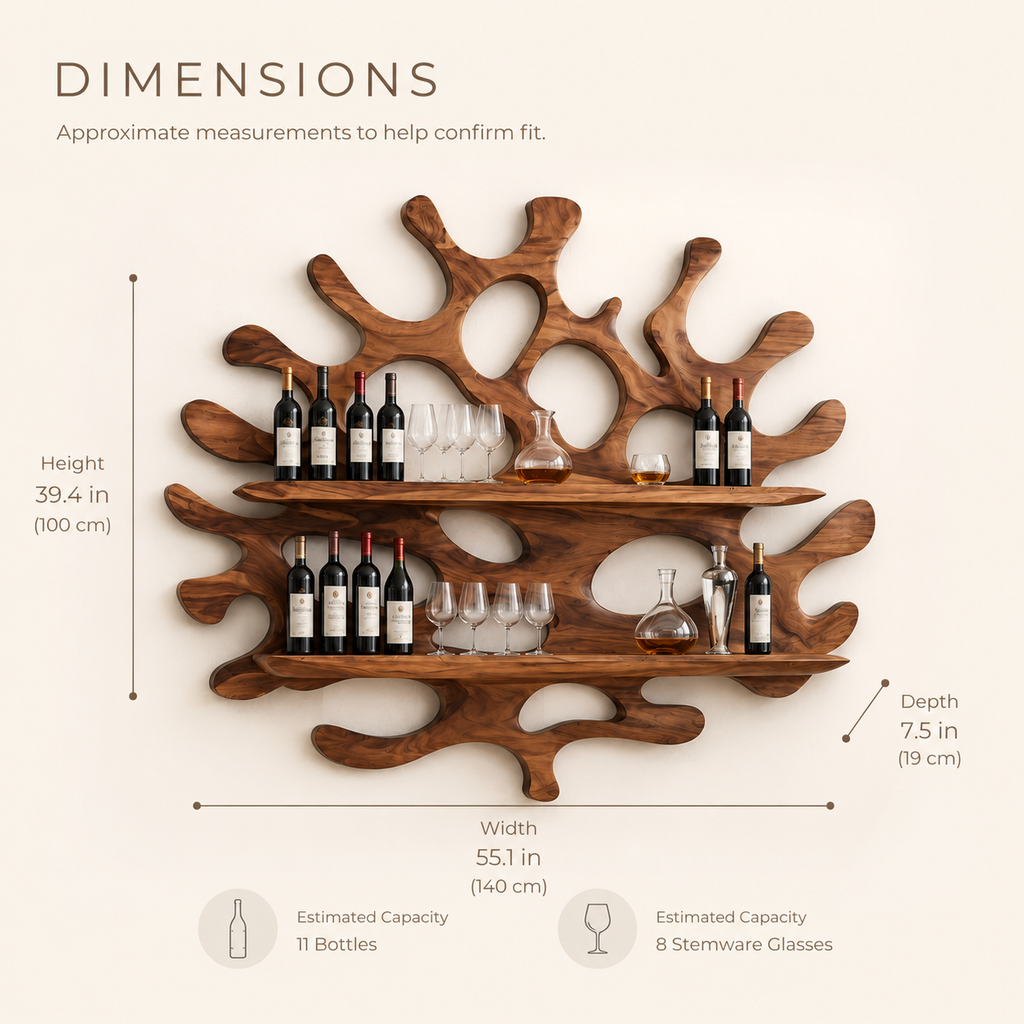 Solid Wood Wall Wine Rack with Glass Holder - 5 Bottle - Cellular - product image 08