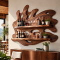 Solid Wood Wall Wine Rack with Glass Holder - 5 Bottle - Crescent - main view