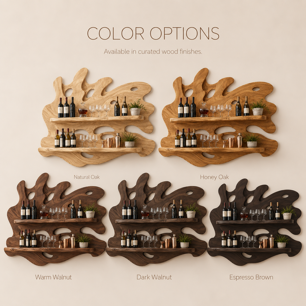 Solid Wood Wall Wine Rack with Glass Holder - 5 Bottle - Crescent - product image 11