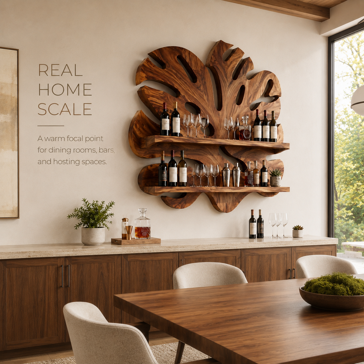 Solid Wood Wall Wine Rack with Glass Holder - 5 Bottle - Gallery Rail - product image 04