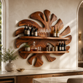 Solid Wood Wall Wine Rack with Glass Holder - 5 Bottle - Live Edge - main view