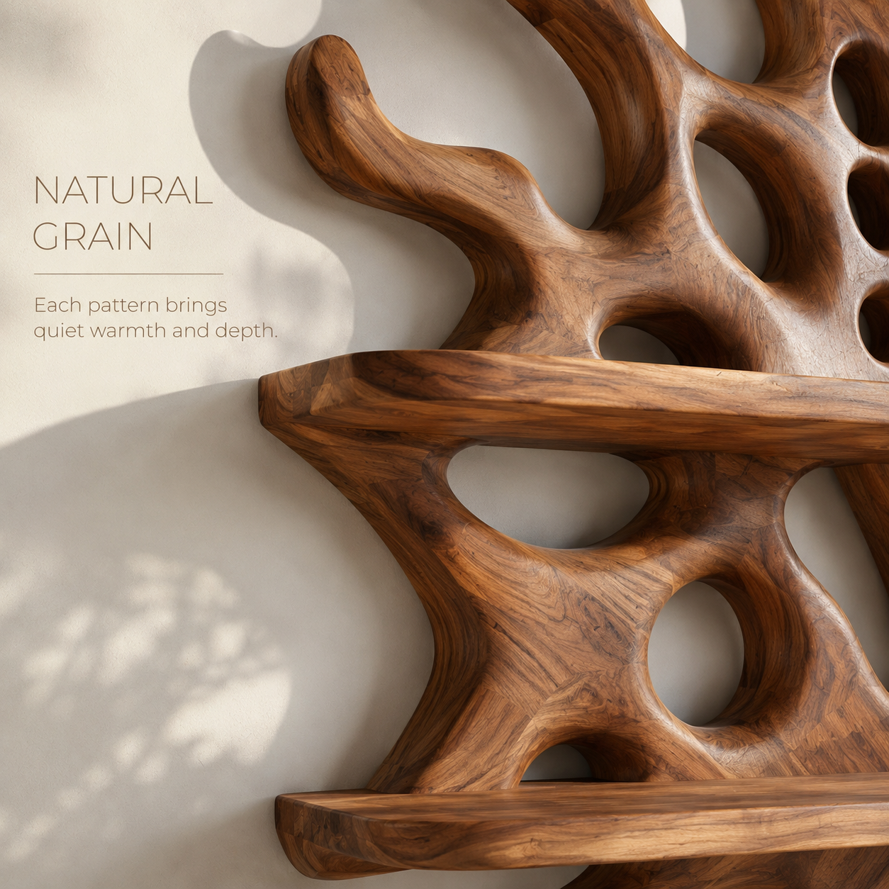 Solid Wood Wall Wine Rack with Glass Holder - 5 Bottle - Wave - product image 05