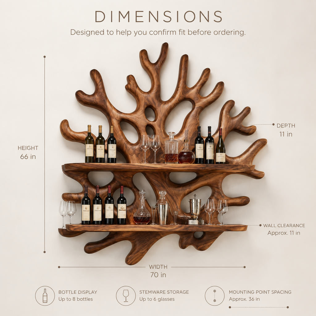 Solid Wood Wall Wine Rack with Glass Holder - 5 Bottle - Wave - product image 08