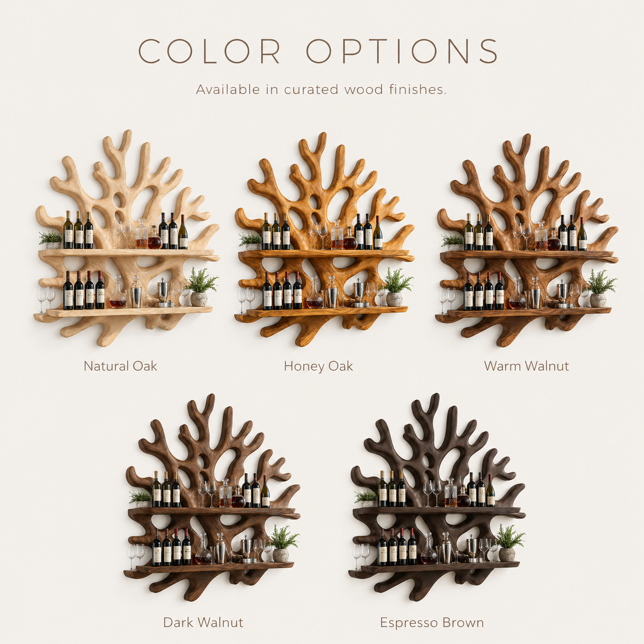 Solid Wood Wall Wine Rack with Glass Holder - 5 Bottle - Wave - product image 10