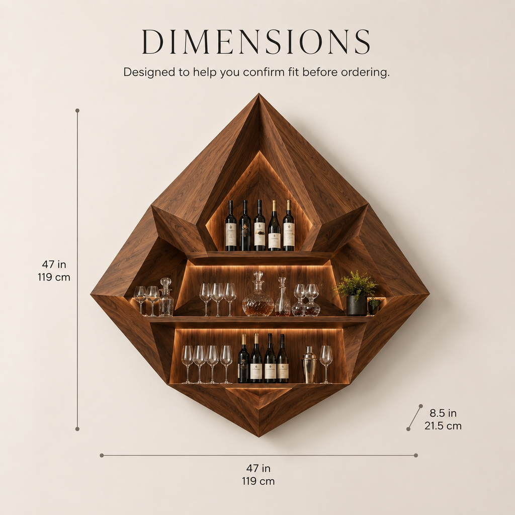 Solid Wood Wall Wine Rack with Glass Holder - 5 Bottle - Cellular - product image 09