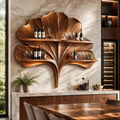 Solid Wood Wall Wine Rack with Glass Holder - 5 Bottle - Arched - main view