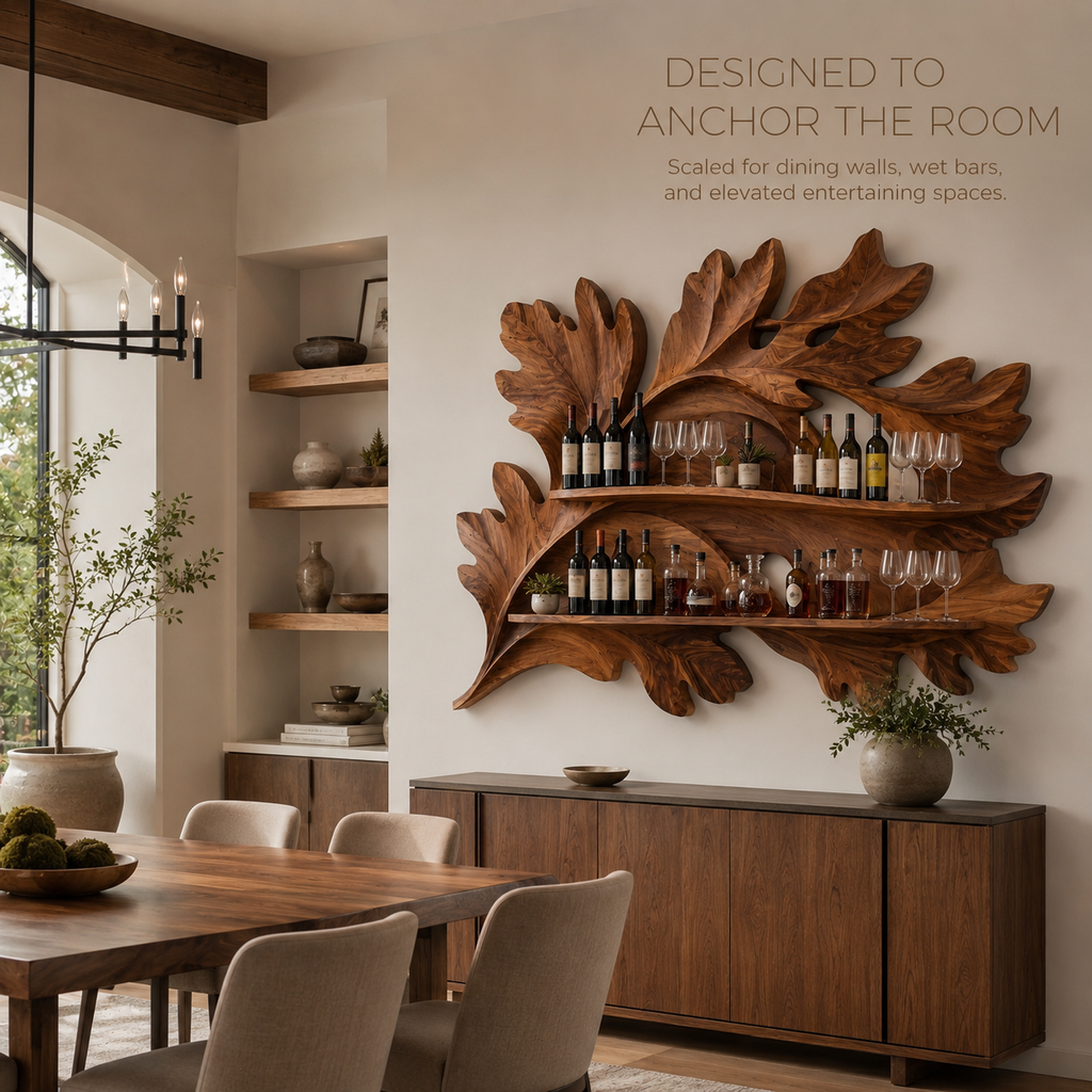 Solid Wood Wall Wine Rack with Glass Holder - 5 Bottle - Crescent - product image 04