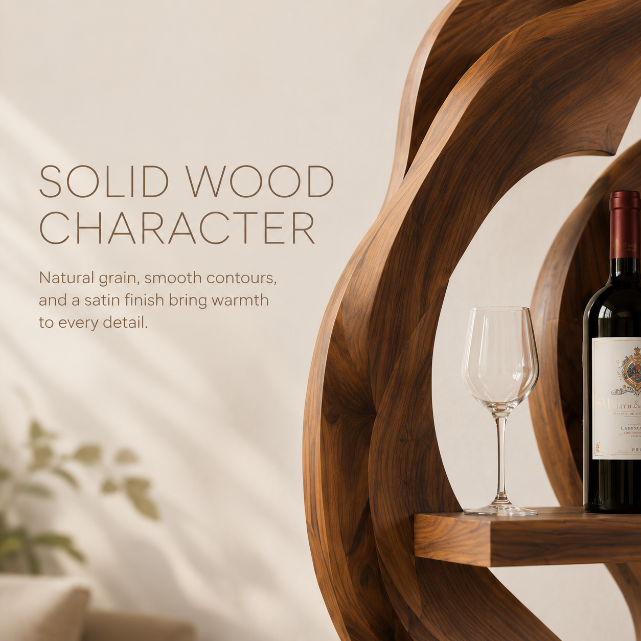 Solid Wood Wall Wine Rack with Glass Holder - 5 Bottle - Gallery Rail - product image 05